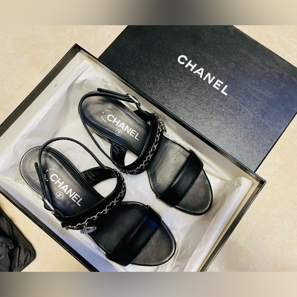 Chanel Lambskin Chain Sandals